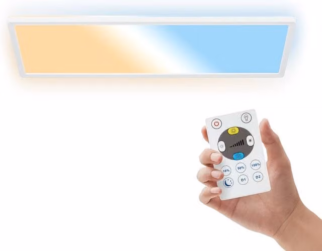 B.K.Licht White LED Slim Ceiling Panel with Remote Control, Dimmable CCT, IP44, W/D/H: 58 x 20 x 3 cm