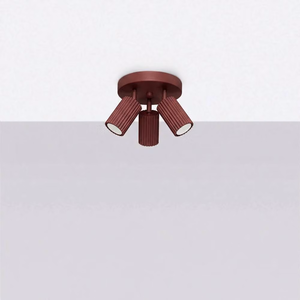 Sollux Lighting minimalist 3-light cylinder ceiling lamp in red, W/D/H: 18 x 19.5 x 19.5 cm – 2