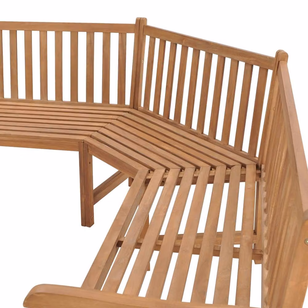 Berkfield Home Rustic Solid Teak Wood Garden Corner Bench in Brown, W/D/H: 185 x 185 x 90 cm – 2