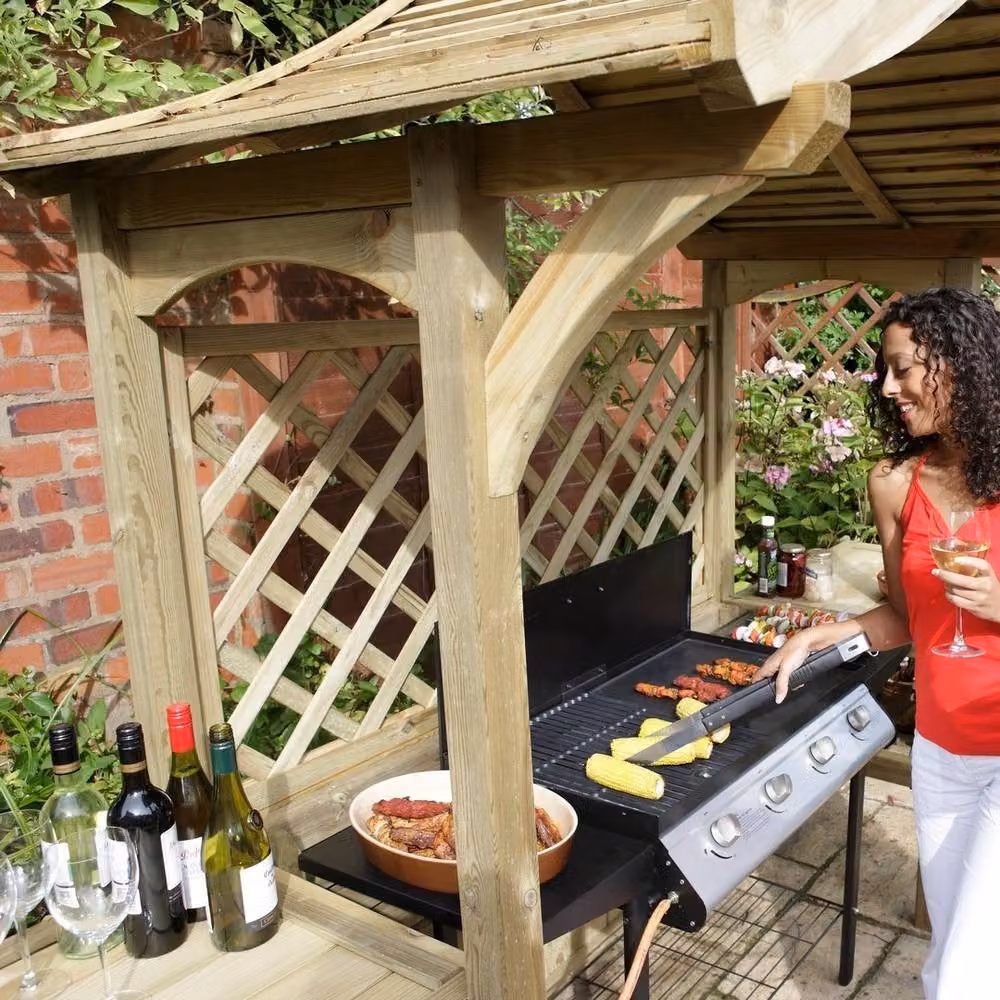 Rowlinsons Softwood Party Arbour in Brown, W181 x D129 x H240 cm – 3