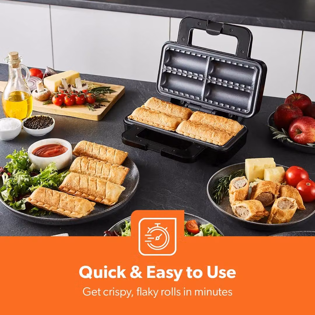 Geepas Sausage Roll Maker in Black with Non-Stick Plates and Overheat Protection – 4