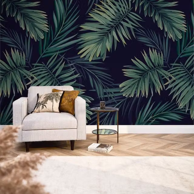 I Love Wallpaper Midnight Tropics Green Mural