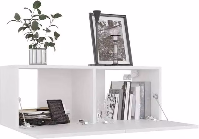 Berkfield Home White Minimalist TV Cabinet in Matt Engineered Wood W/D/H: 80 x 30 x 30 cm