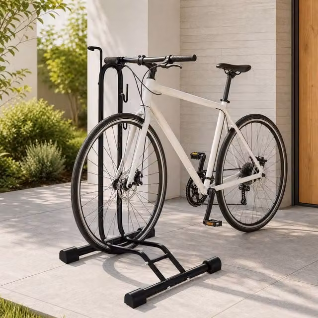 STILVORA Bike Stand with Adjustable Hooks, Black, W/D/H: 118.0 x 45.0 x 44.0 cm