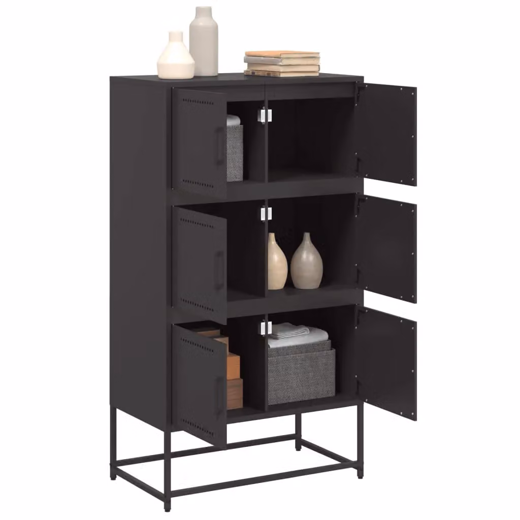 Berkfield Home Industrial Black Metal Sideboard W/D/H: 68.5 x 38.5 x 123.5 cm – 3