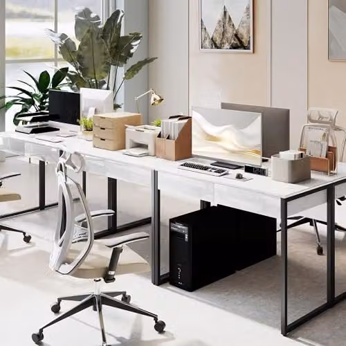 HOMCOM High Gloss Minimalist Computer Desk in White and Black, W: 100 cm x D: 50 cm x H: 75 cm – 6