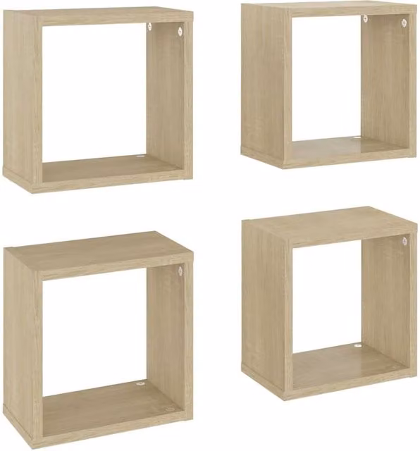 Berkfield Home Wall Cube Shelves, 4 Piece Sonoma Oak Set in Brown, W/D/H: 26 x 15 x 26 cm – 1