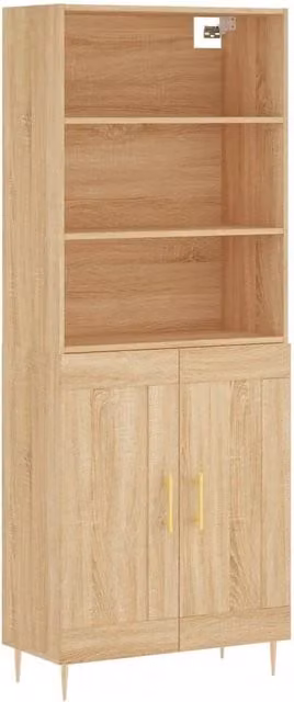 Berkfield Home Sonoma Oak Highboard in Beige, W/D/H: 69.5 x 34 x 180 cm