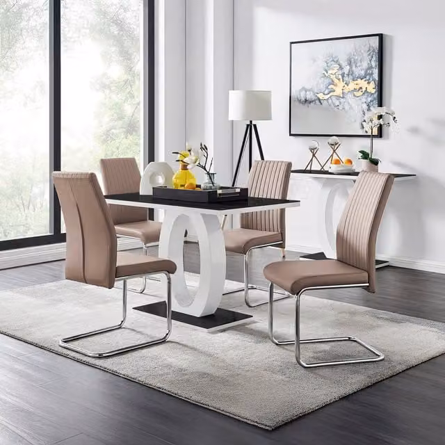 FurnitureboxUK Giovani Glass Dining Table and Four Lorenzo Chairs Set in Yellow and Black, W/D/H: 120 x 70 x 70 cm
