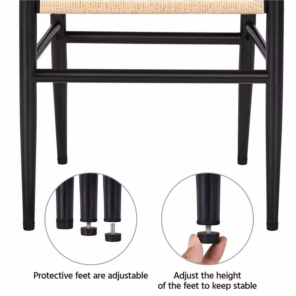 EONLION Set of 2 Black Modern Paper Twine Weave Armchairs for Dining Rooms and Kitchens – 3