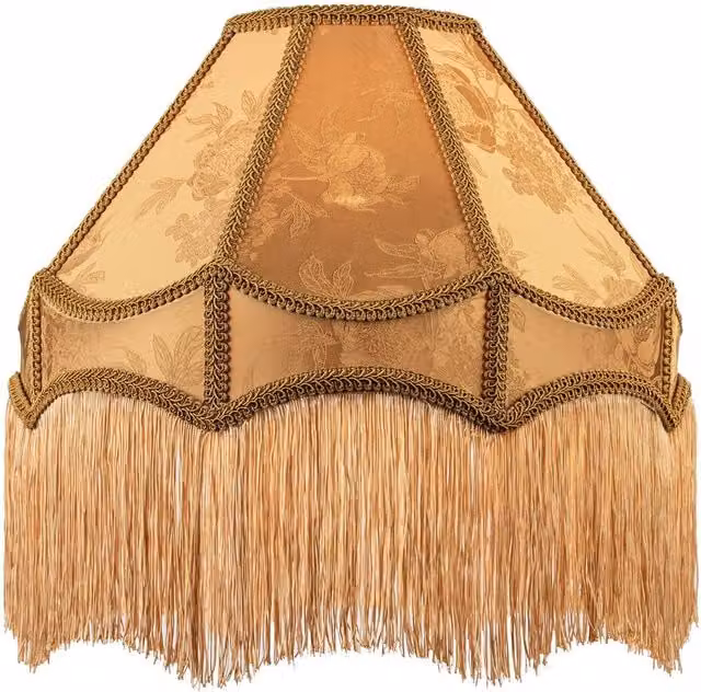 Happy Homewares Gold Faux Silk Victorian Lamp Shade with Textured Floral Decor, Diameter: 40 cm – 1