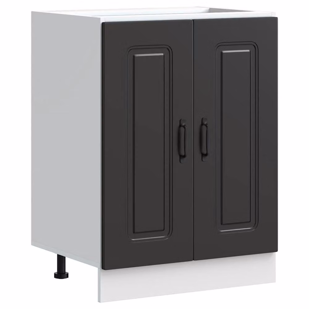 Berkfield Home Kalmar Black Matt Sink Base Cabinet W/D/H: 60 x 46 x 81.5 cm – 2