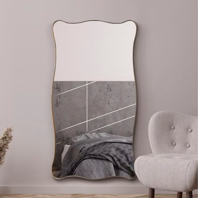 MirrorOutlet The Fluctus Modern Abstract Organic Hanging Metal Mirror in Gold and Black