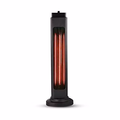 ENERJ Portable Infrared Heater in Black with 600W and 1200W Dual Mode Carbon Heating Element