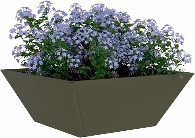 Berkfield Home Green Garden Bowl Planters, 5 Piece Set in Olive Green Steel, W/D/H: 40 x 40 x 15 cm – 1