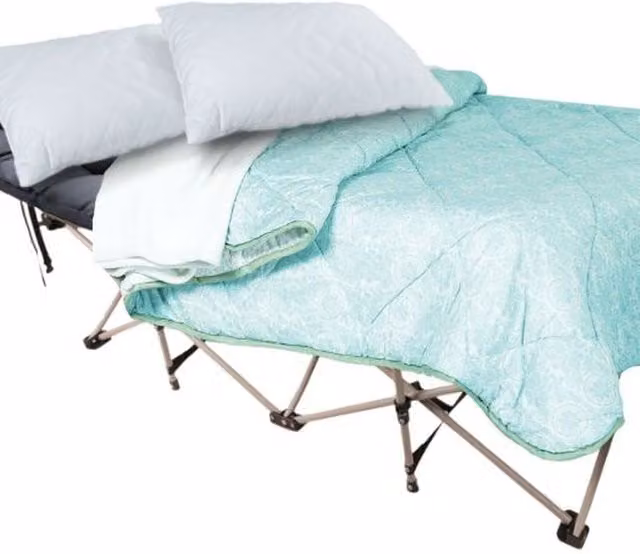 Groundlevel Foldable Guest Bed with Removable Foam Cushioned Mattress in Grey