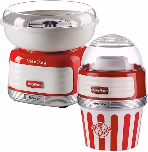 Ariete Retro Style Candy Floss and Popcorn Maker Set, Red