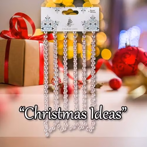 VFM e-Store Rose Gold Christmas Bead Chain Decoration, 2.7m – 5