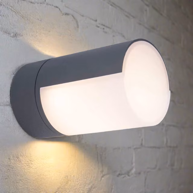 CGC FAITH Anthracite Cylindrical LED Wall Light with Motion Sensor