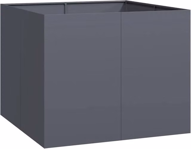 Berkfield Home Anthracite Steel Planter in Dark Grey, W/D/H: 100 x 100 x 80 cm