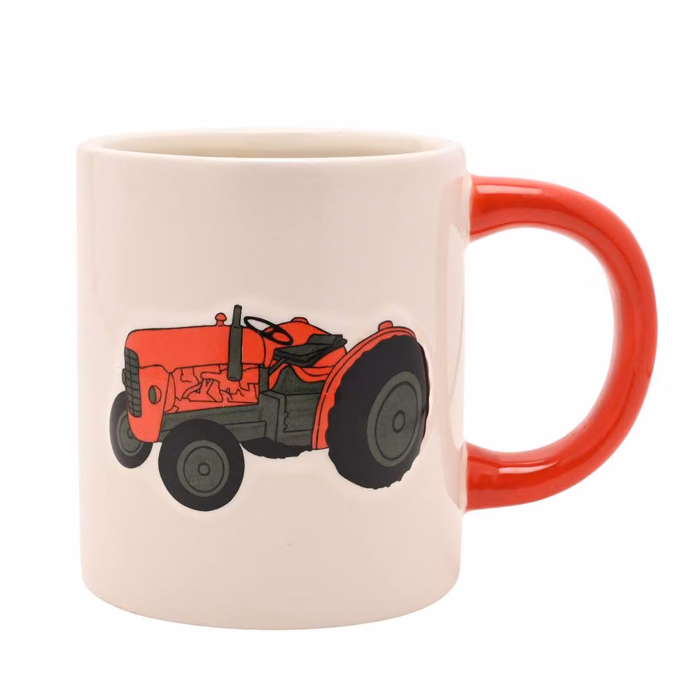 Country Living Ceramic Tractor Mug in White and Red – 2