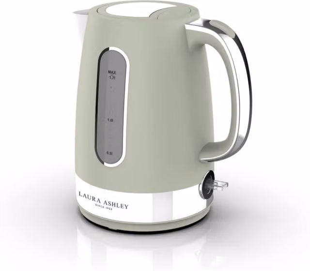 Laura Ashley 1.7L Jug Kettle in Grey and Green with Limescale Filter and Auto Shut-off