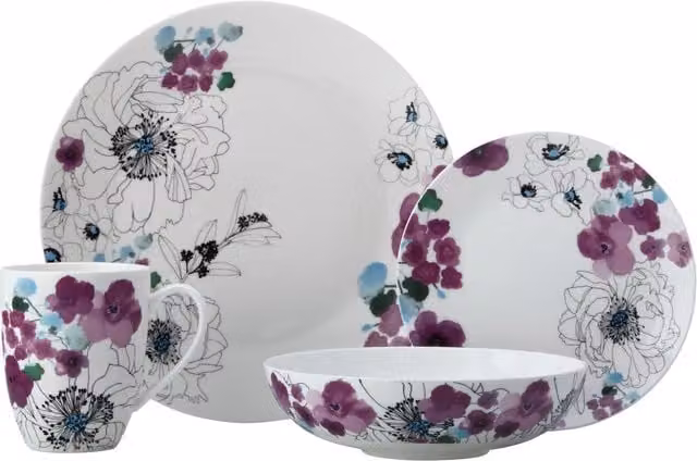 Maxwell & Williams Viola 16 Piece Porcelain Dinner Set in White