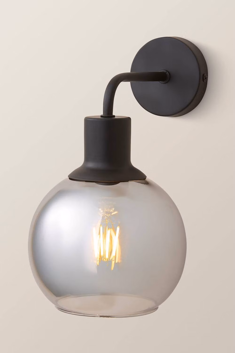 ValueLights Bellamy Glass Sphere Wall Light in Black and Gold/Brass – 2