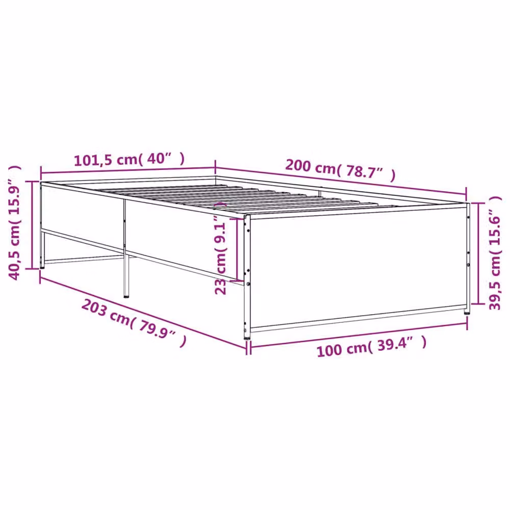 Berkfield Home Sonoma Oak Bed Frame with Drawers in Beige, W/D/H: 100 x 200 cm – 3