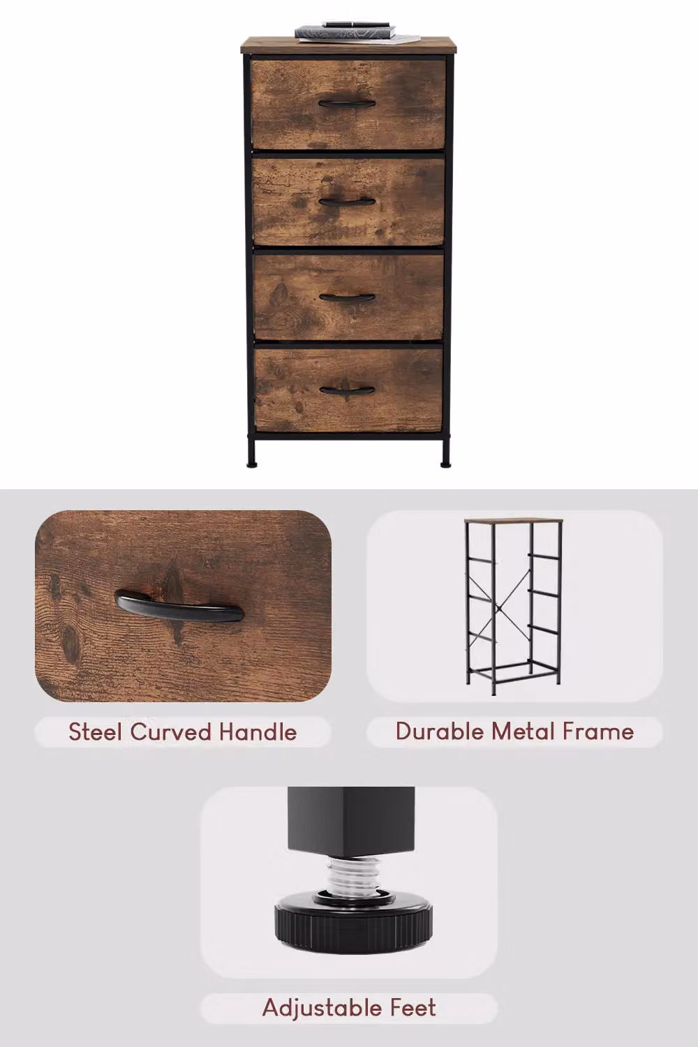 Vida Designs Chorley 4 Drawer Fabric Chest of Drawers in Brown – 2