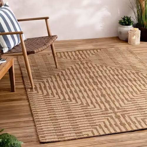 Riva Home Geometric Boho Indoor/Outdoor Rug, Sand/Beige, W: 120 cm, L: 170 cm – 1