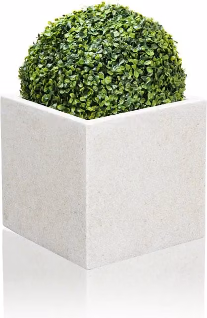 Primrose Stone Effect Poly-Terrazzo Cube Outdoor Planter, White, W/D/H: 54 x 54 x 54 cm
