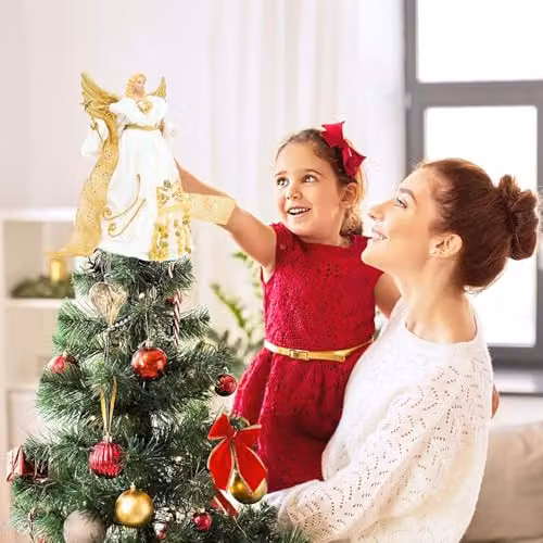 The Christmas Workshop Angel Christmas Tree Topper in Gold and Cream – 2