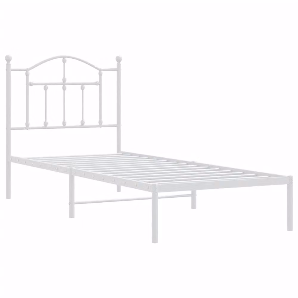 Berkfield Home Metal Bed Frame with Headboard, White, W: 80 cm, L: 200 cm – 2