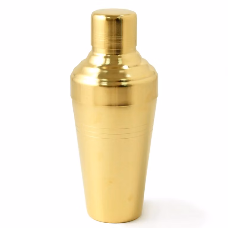 Yukiwa Gold Plated Baron Round Stainless Steel Cocktail Shaker, 500 ml