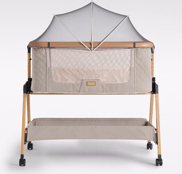 SnooBee Next To Me Bedside Crib Baby Co-Sleeper in Khaki