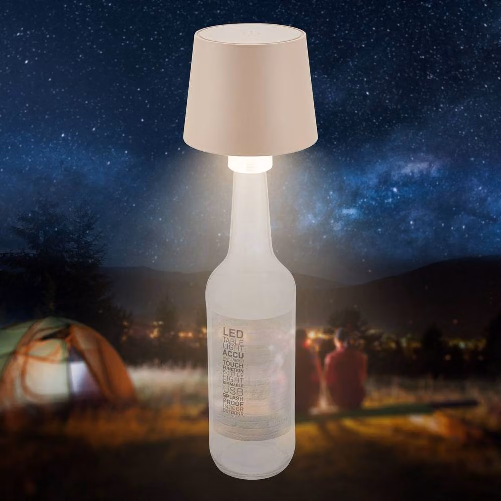Briloner Beige Rechargeable LED Bottle Lamp with Touch Dimming, Warm White Light, W/D/H: 10.5 x 10.5 x 11.5 cm – 2