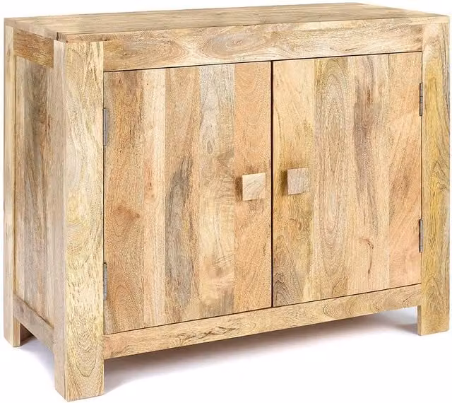 Elm Home And Garden Rustic Solid Mango Wood 2 Door Sideboard in Brown
