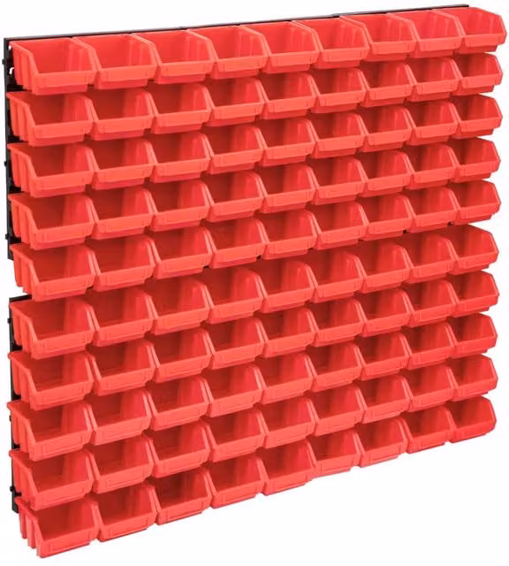 Berkfield Home 96 Piece Storage Bin Kit with Wall Panels in Red and Black – 1