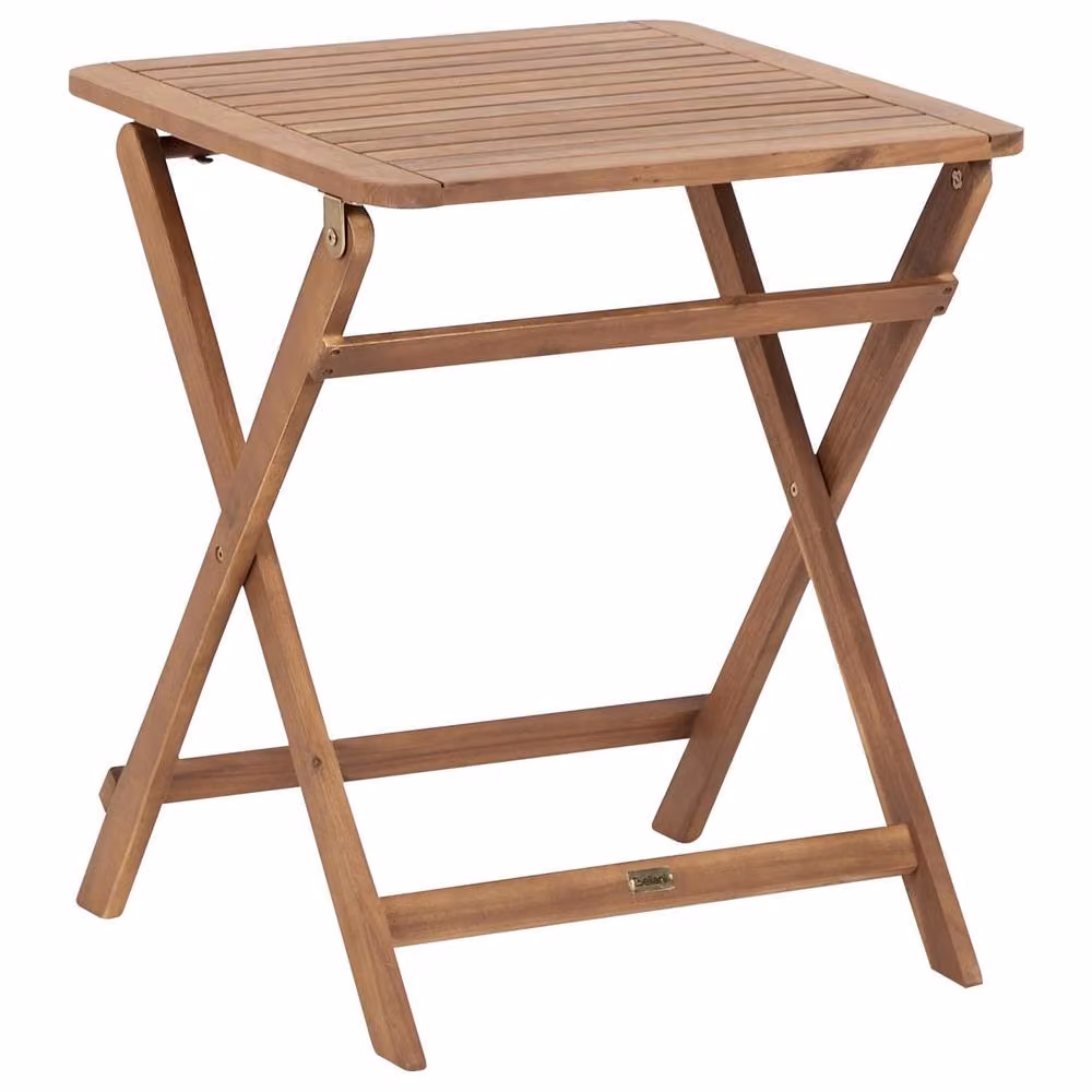 Wyld and Coco Rustic Acacia Wood and Steel Folding Garden Table, Brown, W/D/H: 60 x 60 x 72 cm – 2