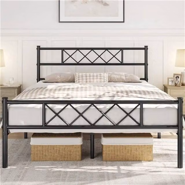 Kelvenix Single Metal Bed Frame in Black, W/D/H: 90 x 200 cm – 1