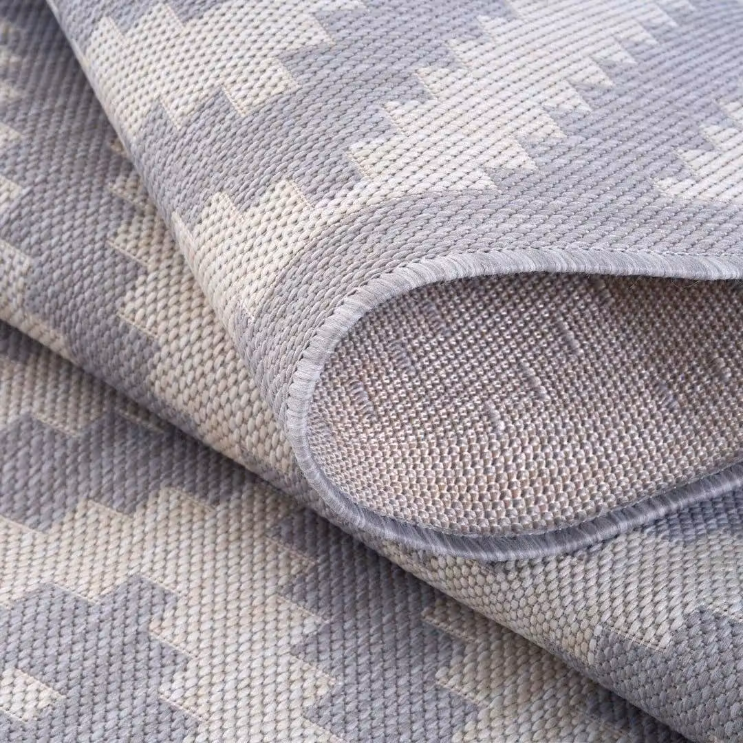 THE RUGS Geometric Diamond Indoor Outdoor Rug in Grey and Ivory, W: 200 cm, D: 290 cm – 2