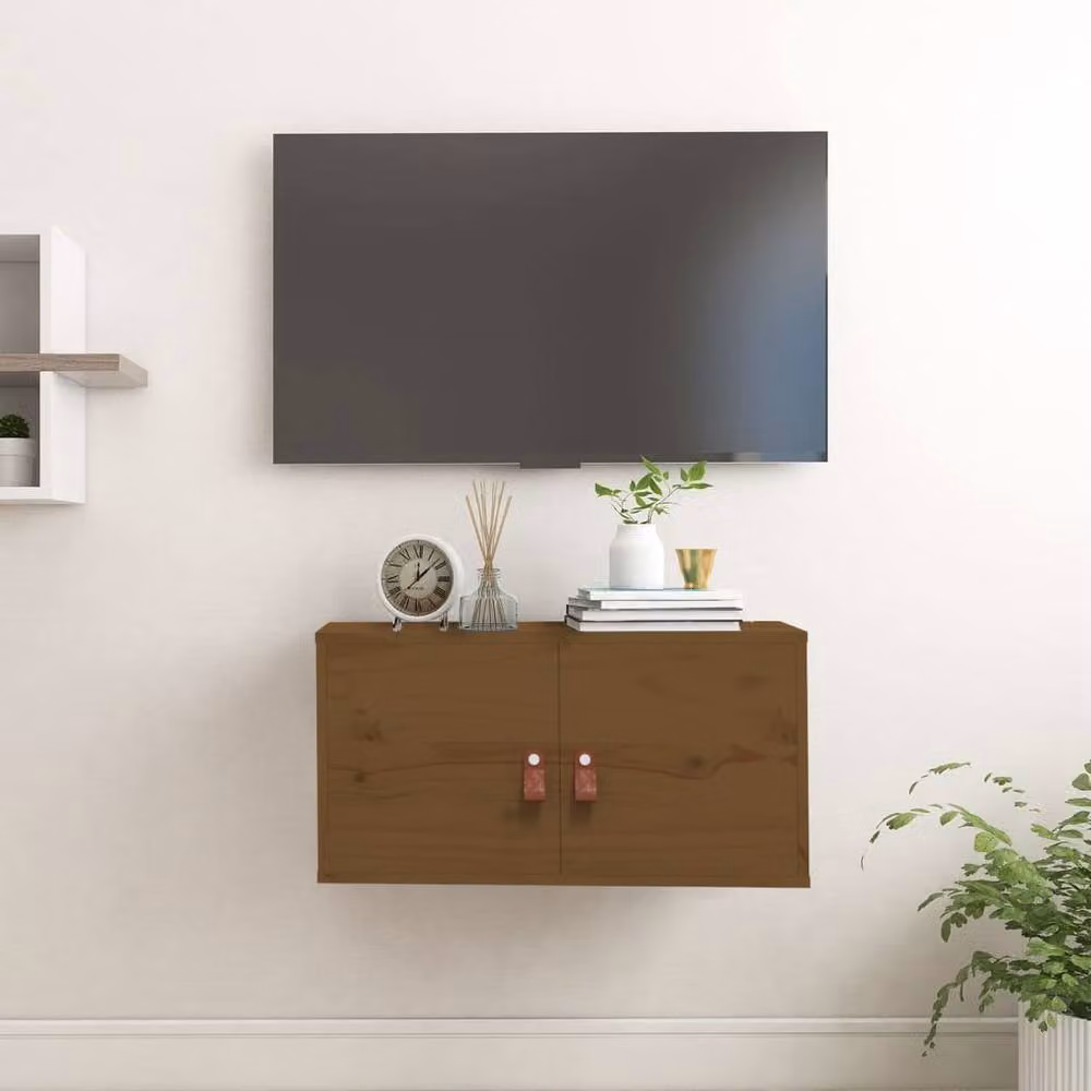 Berkfield Home Rustic Honey Brown Solid Wood Pine Wall Cabinet W: 60 cm, D: 30 cm, H: 30 cm – 2