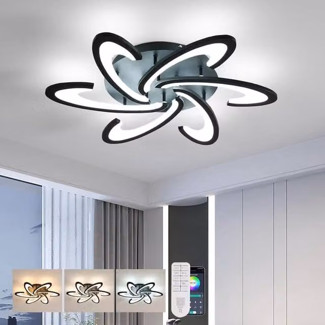 COMELY Modern 54W Dimmable LED Ceiling Light with Remote Control in Black – 1