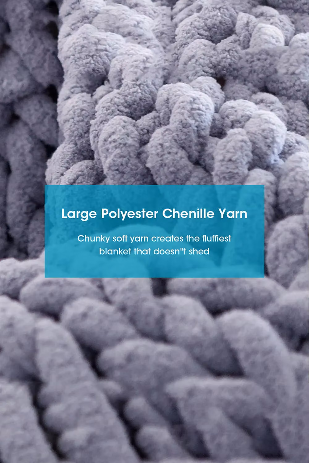 Living and Home Grey Fluffy Chunky Knit Throw Blanket, W: 80 cm, L: 100 cm – 4