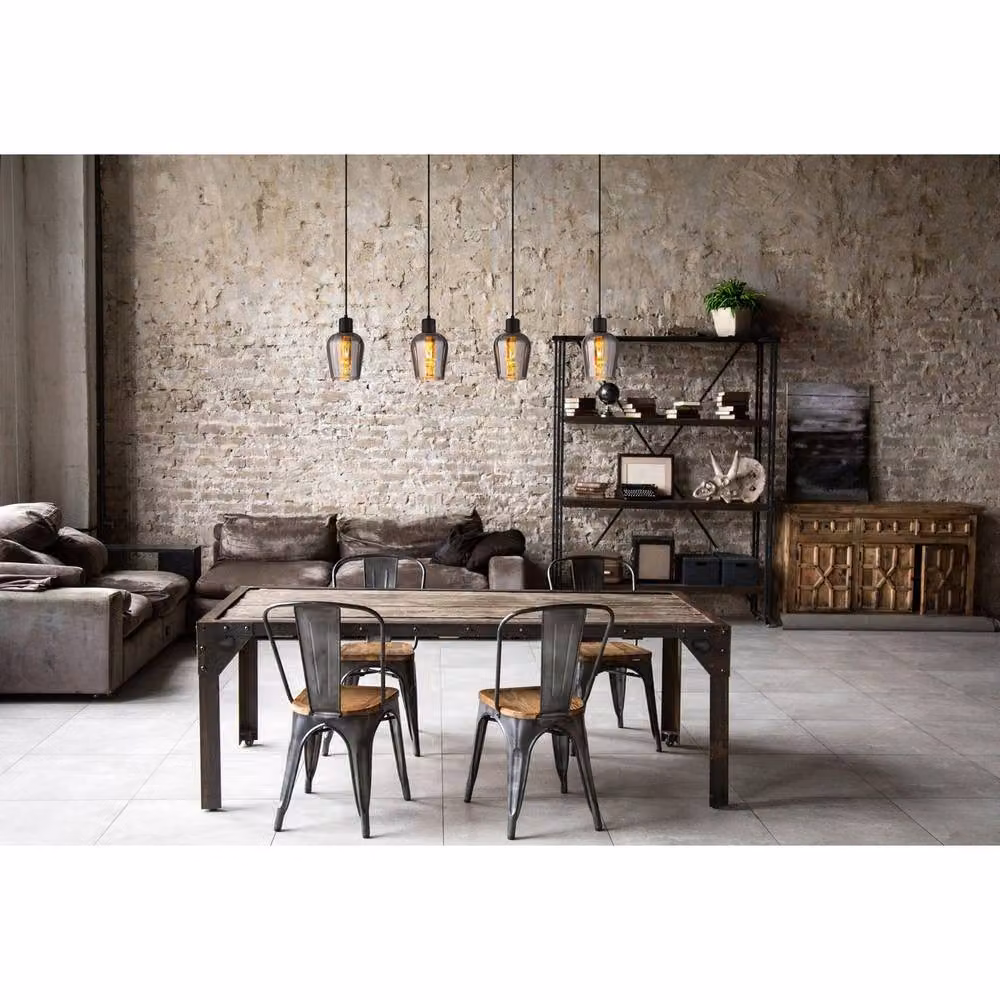 Globo Lighting Ryan Bar Pendant Ceiling Light with Black and Grey Smoke Glass Shades, Height: 150 cm – 4