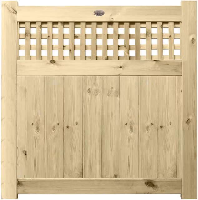 Premier Garden Supplies URBAN Interlocked Tongue Groove Pressure Treated Garden Gate with Square Trellis Top, Height: 120 cm