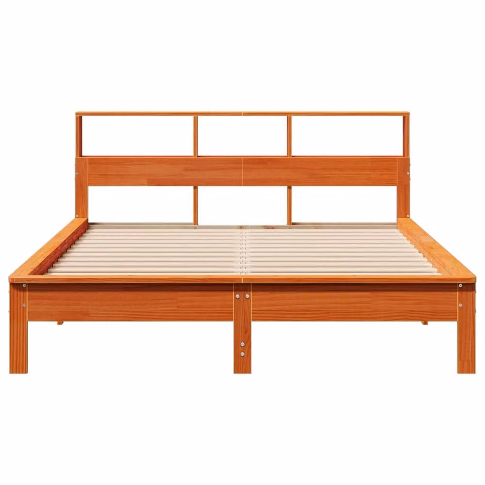 Berkfield Home Solid Wood Pine Bed Frame in Waxed Brown, W/D/H: 140 x 200 cm – 3