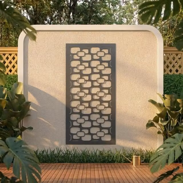 Laser Hut Retro Geometric Metal Wall Art in Anthracite Grey and Black