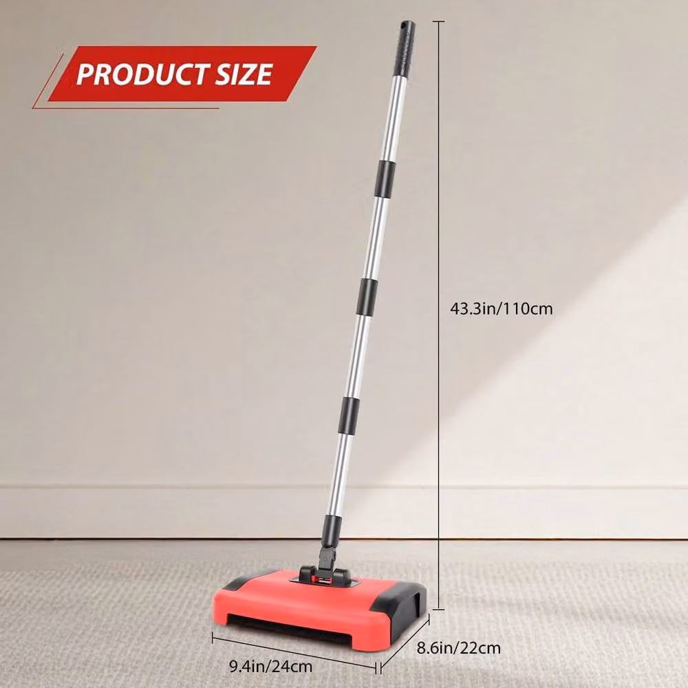 KORVIXA Manual Carpet Sweeper Floor Brush in Red – 2